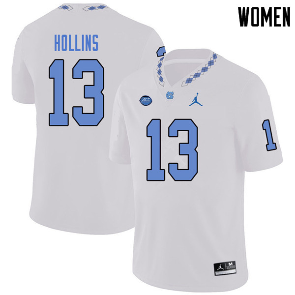 Jordan Brand Women #13 Mack Hollins North Carolina Tar Heels College Football Jerseys Sale-White